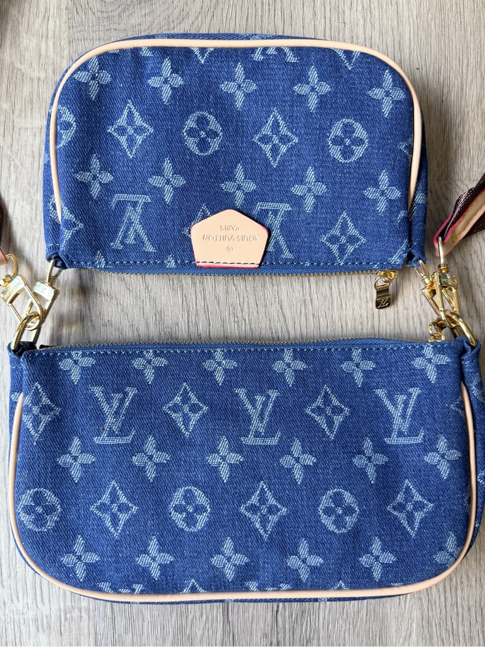 FULL SET NEW Louis Vuitton Denim Monogram Multi Pochettes Handbag w Coin Purse - Picture 10 of 15